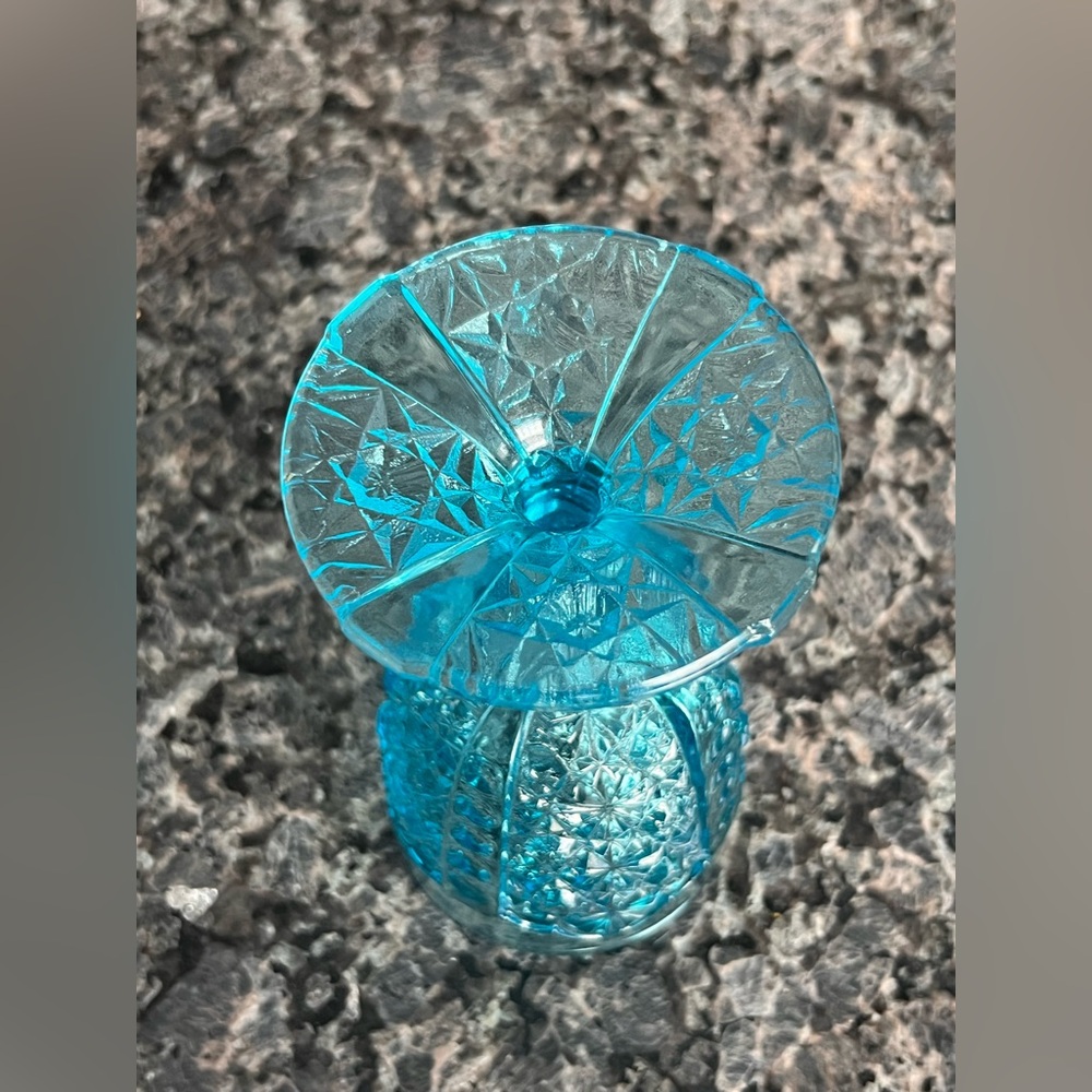 Antique L G Wright DAISY & BUTTON Blue 6 ⅛” Water Goblet EAPG - Picture 7 of 7